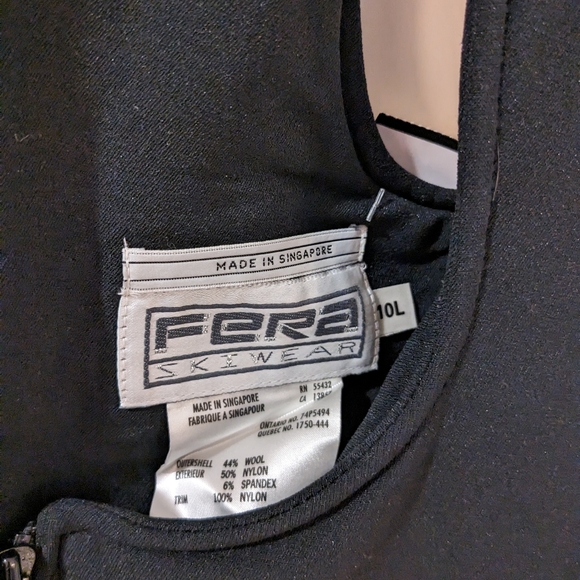 Vintage Fera Black Wool Blend Compression Ski/Snow Bib with Heel Straps (S: 10L) - Picture 4 of 7